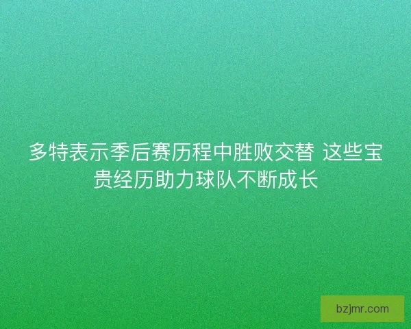多特表示季后赛历程中胜败交替 这些宝贵经历助力球队不断成长