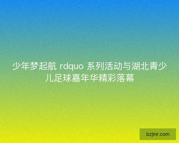 少年梦起航 rdquo 系列活动与湖北青少儿足球嘉年华精彩落幕